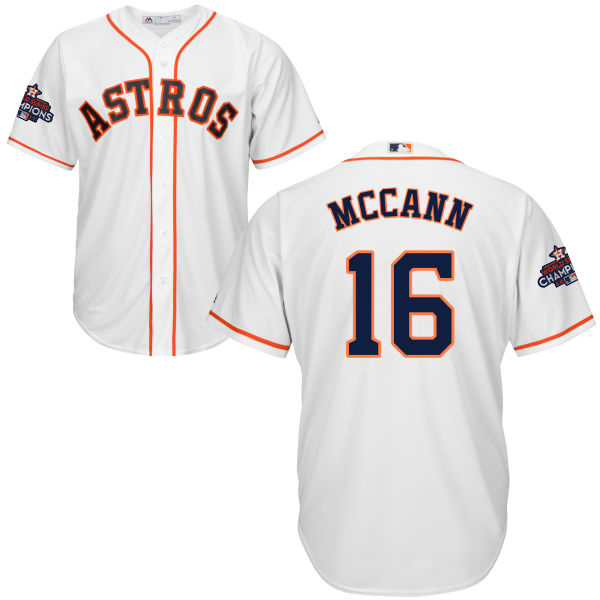Astros #16 Brian McCann White Cool Base World Series Champions Stitched Youth MLB Jersey